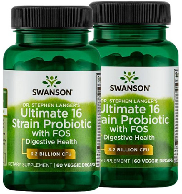 Swanson 斯旺森 16種益生菌+FOS 32億CFU素食膠囊, 60顆, 2罐