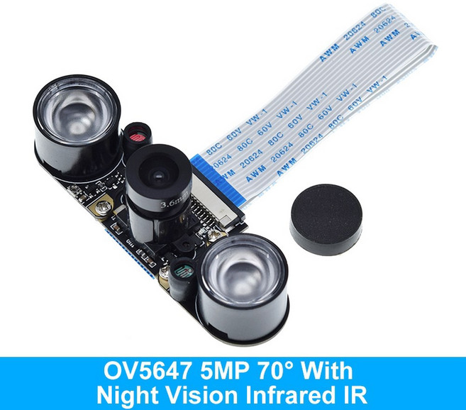 라즈베리 파이 4 나이트 비전 어안 렌즈 5MP OV5647 라스베리 파이 3 모델 B 플러스 70/95/160 학위 초점 조절 카메라 전자 부품 액세서리 소스, 1Set 70 degrees 1 건
