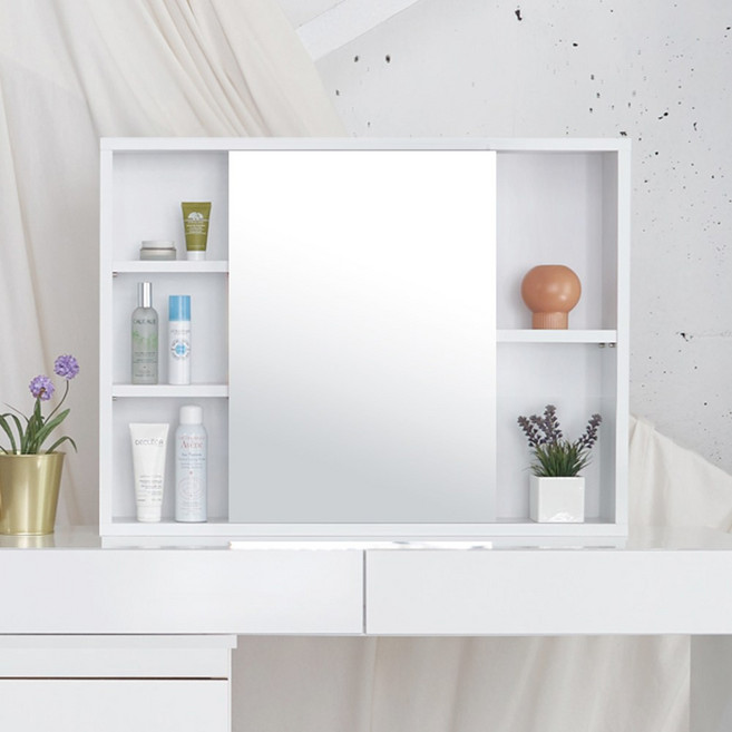 원마인드 비비 사각 슬라이딩 수납 선반 거울, 비비사각거울