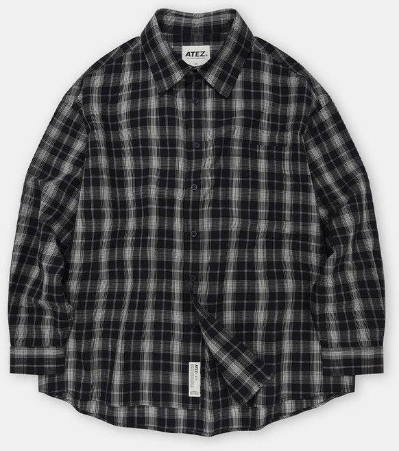아테즈 남녀공용 데일리 오버핏 체크 셔츠