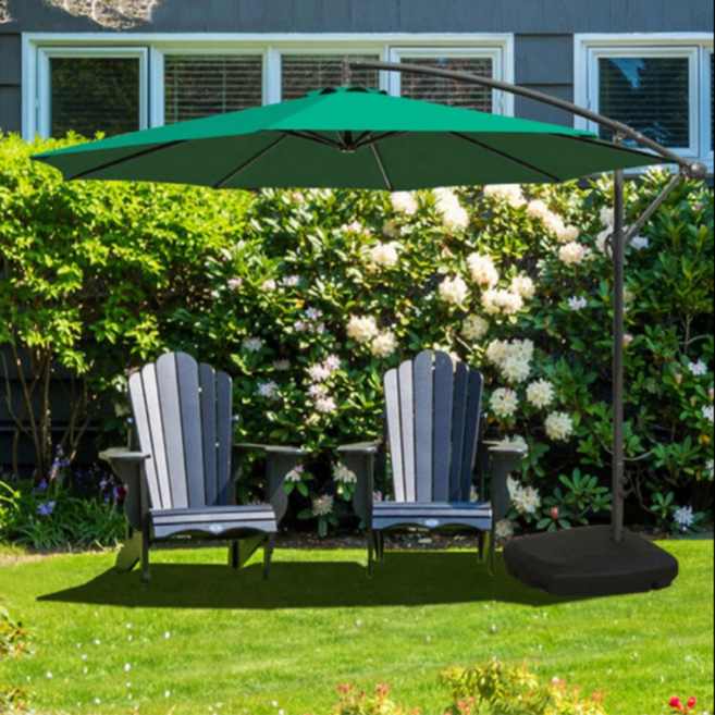 각도조절 원형 초대형 실외 파라솔 물통받침대세트, 블랙