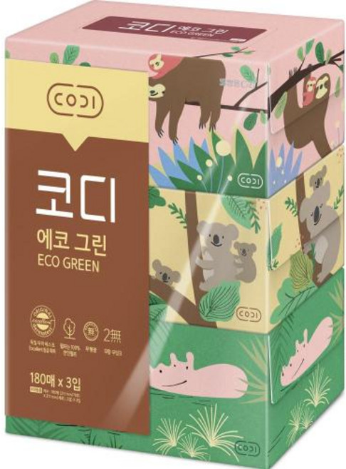 쌍용C 미용티슈 PTF03174N 가로A 세로B 215 구성 1묶음 3곽 구분 180매 1BOX 887 1468