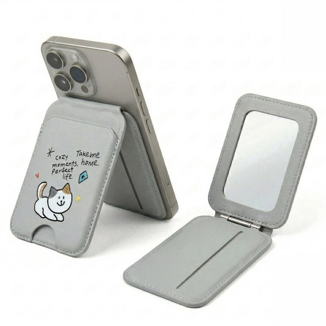 맥세이프 거울 카드지갑 가죽 거치대, 1개, 03 TAKE ME HOME