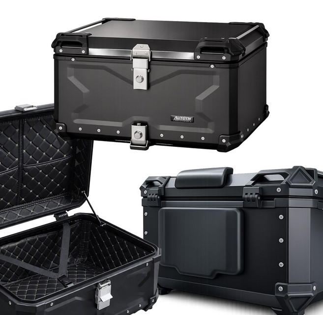 오토바이 바이크 튜닝 알루미늄 탑박스 V1 가방 탑케이스 등받이포함, black