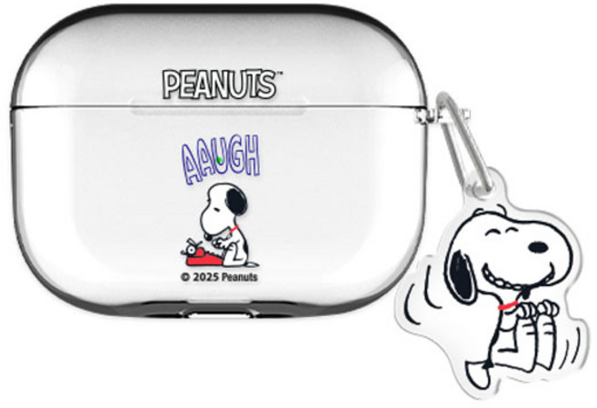 스누피 에어팟프로2/에어팟3/에어팟4 클리어 케이스 +아크릴키링 세트, 빈티지 스누피 하루_타자기, AirPods(3세대), 1개