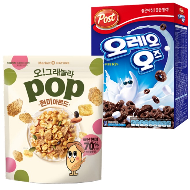 오리온 오그래놀라 팝 현미아몬드 340g+포스트 오레오오즈 250g, 1개