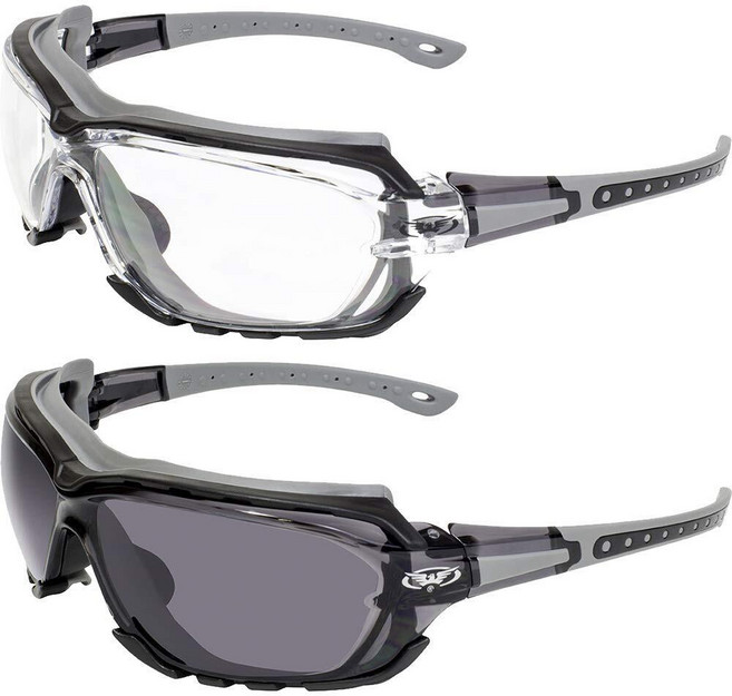 Global Vision Octane 패딩 오토바이 안전 선글라스 2쌍 투명 및 스모크 렌즈 ANSI Z87.1, Global Vision Octane 패딩 오토바이 안