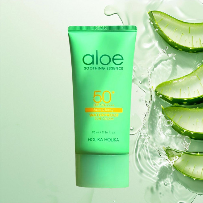 홀리카홀리카 끈적이지 않는 알로에 진정 선크림 알로에 워터프루프 선크림 SPF50+ 70ml, 1개