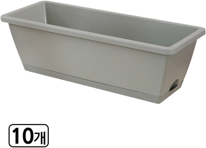 해피앤몰 직사각 플라스틱 대형 텃밭 화분 + 받침대 세트, 10개, 그레이