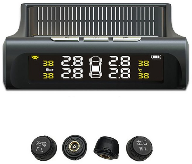 태양열 자동차 타이어 공기압 측정기 압력 모니터링 TPMS 센서 컬러 버전, 컬러 버전(태양광충전), 1개