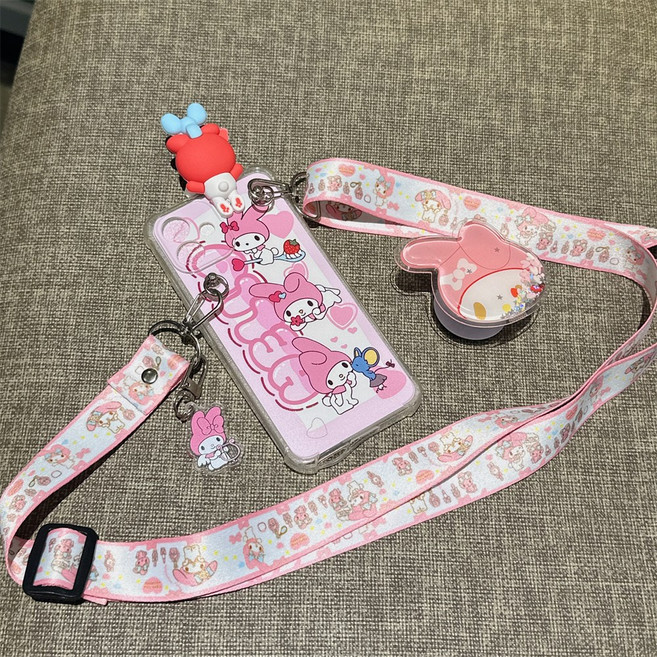 AT-M130 귀여운 핑크 토끼 어린이용 카메라보호 잼폰2 마이브키즈폰 피규어 스트랩 목걸이 케이스