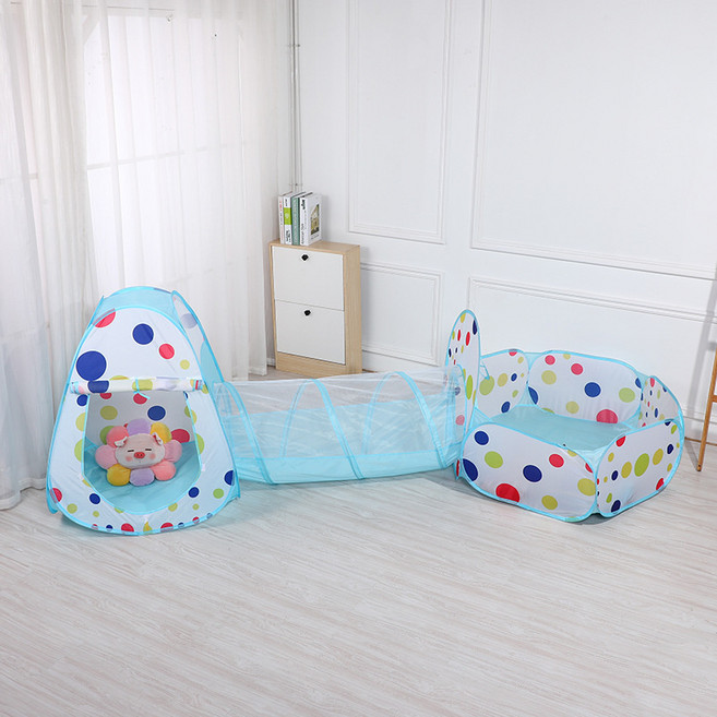 多款卡通兒童帳篷遊戲屋 三合一隧道寶寶攀爬玩具 投籃海洋球池, 1個, 通道46*120cm