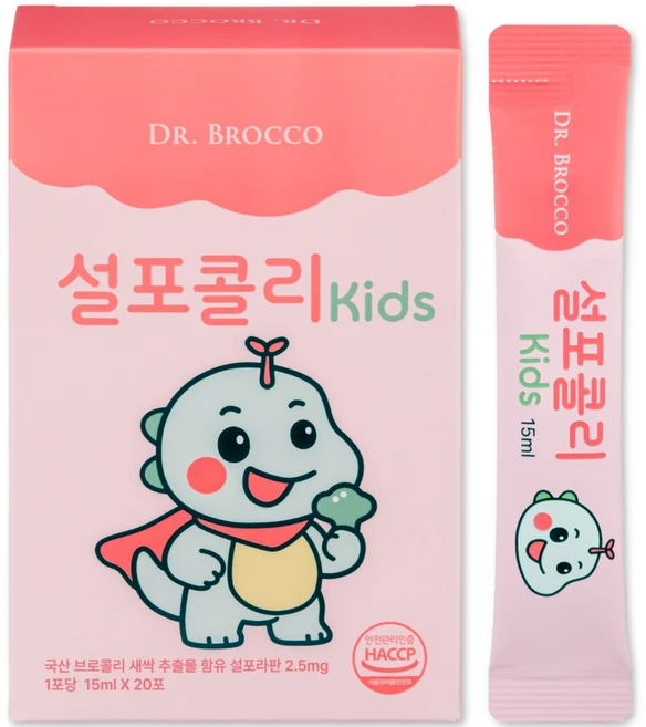 닥터브로코 우리아이 면역 튼튼 설포라판 브로콜리새싹추출물 아연 설포콜리 키즈 20포 (1+1), 20개, 15ml - 쿠팡