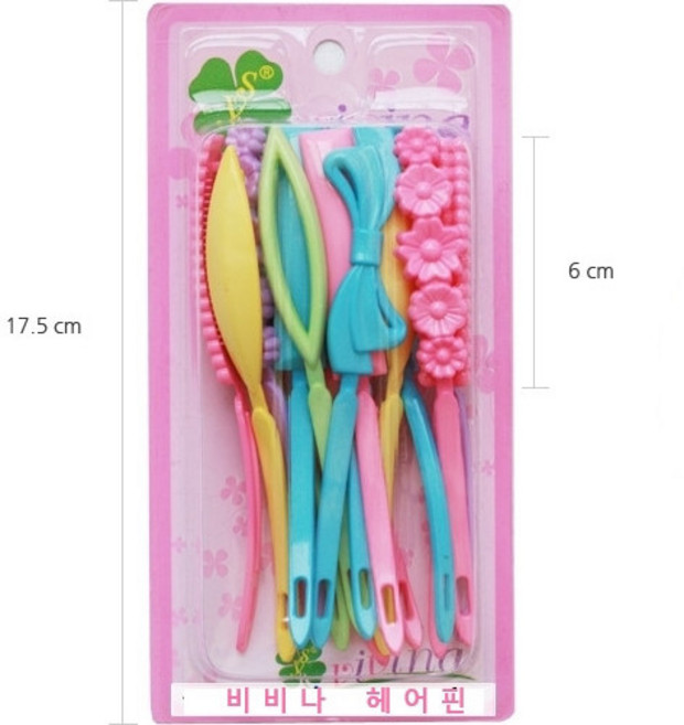 비비나 롱 혼합 구디 헤어핀 머리핀, 파스텔, 1개