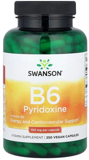 Swanson 비타민B6 피리독신 100mg 베지 캡슐 250정, 1개 - 쿠팡