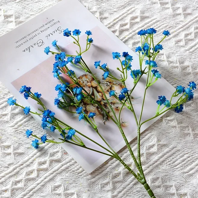 테이블소품흰색 안개꽃 인공 꽃 웨딩 DIY 부케 장식 배열 플라스틱 꽃 홈 장식 52cm 90 헤드, 04 Dark Blue