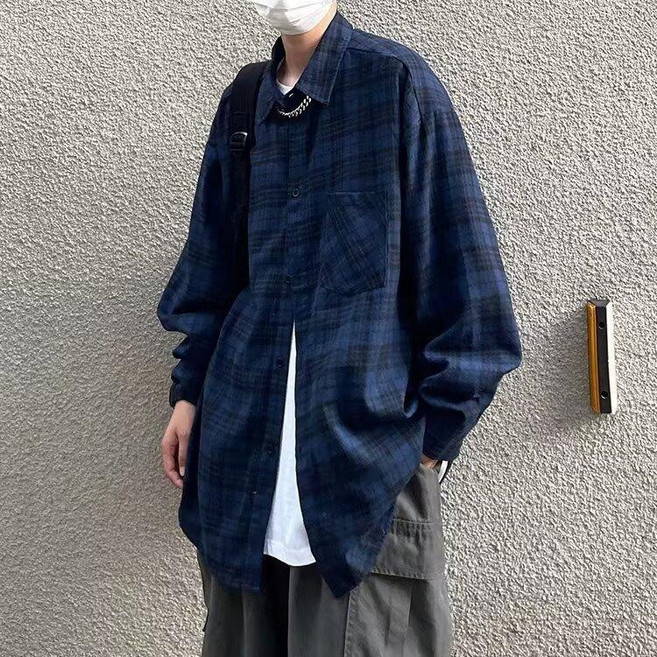 日系復古格子襯衫 Oversize 寬鬆百搭襯衣