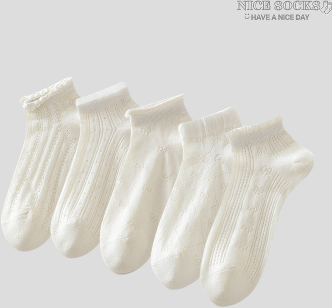 여성 여름 메쉬 코튼 단목 패션 양말 통기성 좋은 5켤레 세트