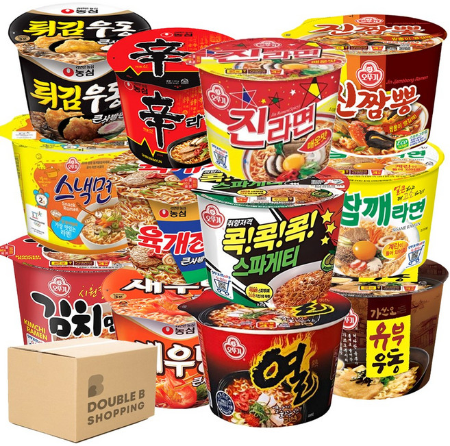 [더블비] 오뚜기 농심 컵라면 12종 오뚜기(진매+열+참깨+김치+진짬뽕+스낵면+유부우동+스파게티+신라면+육개장+튀김우동+새우탕), 72개