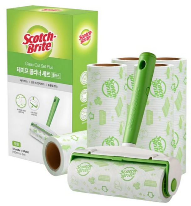 스카치브라이트 클린컷 테이프 클리너 세트 대형 스타터팩 핸들 + 리필, 10세트
