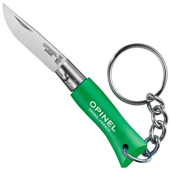 Opinel 法國不銹鋼折刀 No.02 櫸木刀柄 附鑰匙圈, 1個, 綠色, 綠色