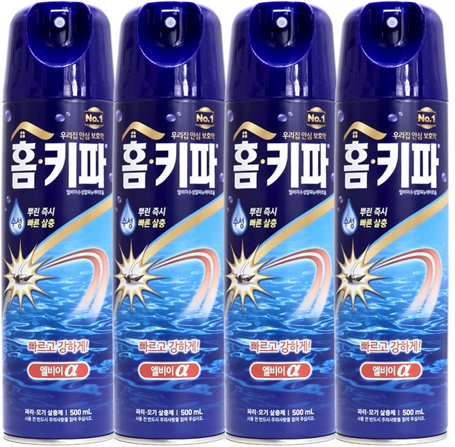 홈키파 수성 에어졸 빠르고 강한 엘비이 -H.C, 4개, 500ml