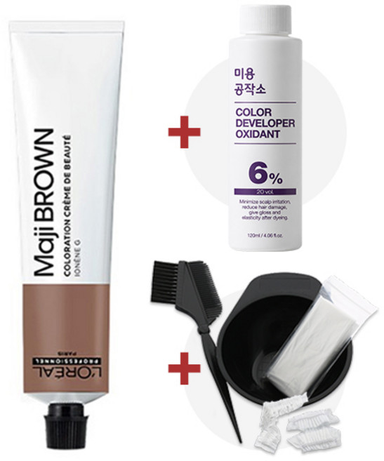 (산화제+시술도구)로레알 마지브라운 50ml, B5.01 애쉬 브라운, 1개