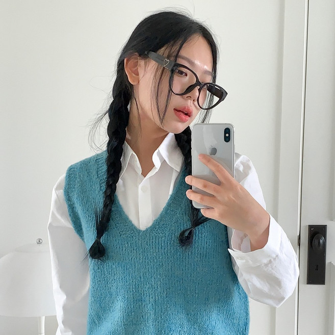 블루씨티 하트 사이드 캣아이 빅 오버사이즈 뿔테 안경