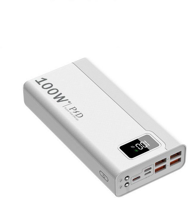 50000mAh 대용량 보조배터리 100W 초고속충전 외출 필수템, 흰색, T1432