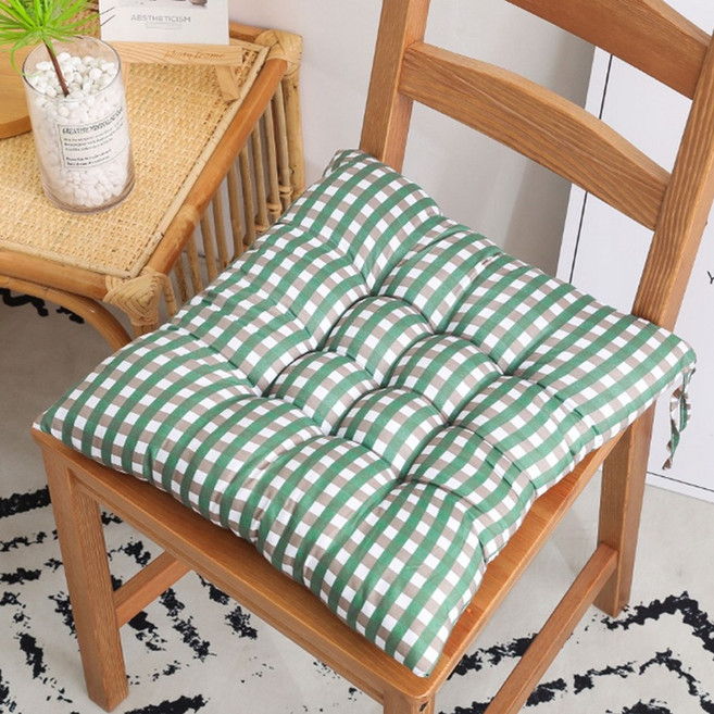 체크방석 두꺼운방석 사무실 식탁의자 사각 방석 40x40