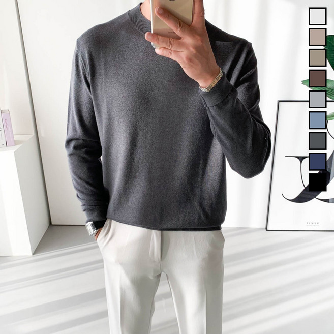 놈시크 M-4XL 남자 니트 부드러운 캐시미어 라운드 스판 스웨터 빅사이즈