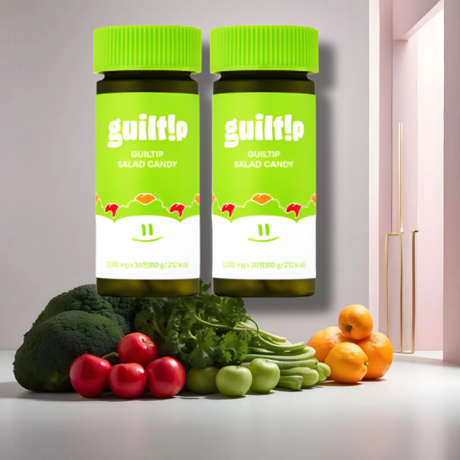 한알에 건강함 길팁 샐러드 캔디 신선한 독일 야채 20종 함유 강력한 항산화 성분 라이코펜 6% 샐러드보다 맛있는 새콤달콤 사과맛 국내 최고함량 채소, 2개