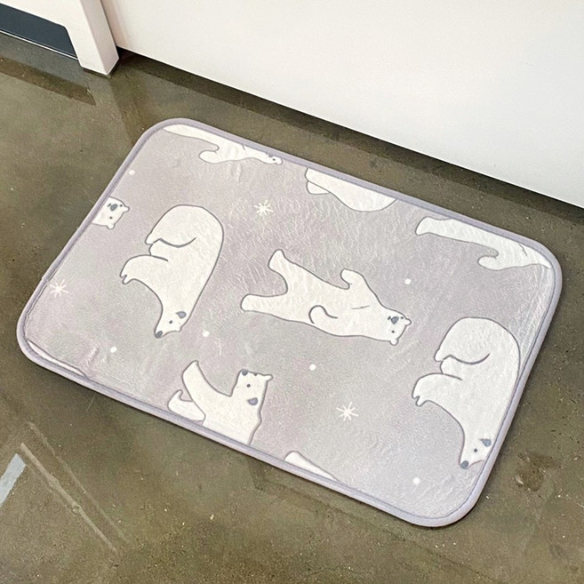 극세사 북극곰 발매트 l 욕실 현관 발판 주방 러그
