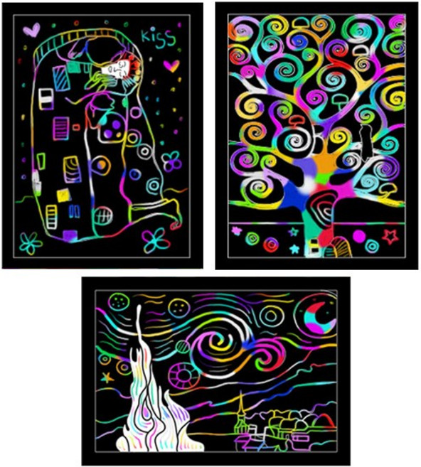 스크래치페이퍼 명화시리즈-1개/ 별이빛나는밤 키스 생명의나무 스크레치, 별이빛나는밤(1개입)