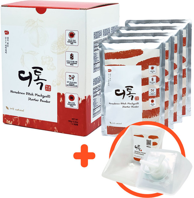 디톡막걸리 선물 세트 막걸리 만들기 가루탄산 생막걸리 제조 DIY 술만들기 키트 레귤러 180g X 4 세트, 4개