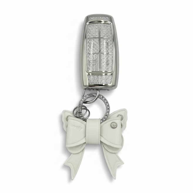 어니트 제네시스 호환 크리스탈 차키케이스 자동차 키링 키홀더, G-2(6버튼), 화이트