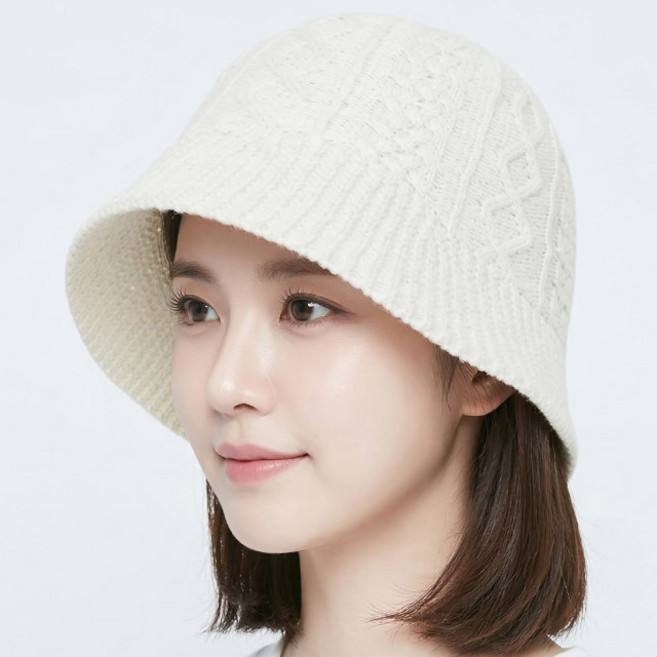 베이직엠 여성 봄 여름 벙거지 모자 버킷햇 꽈배기 여름 니트