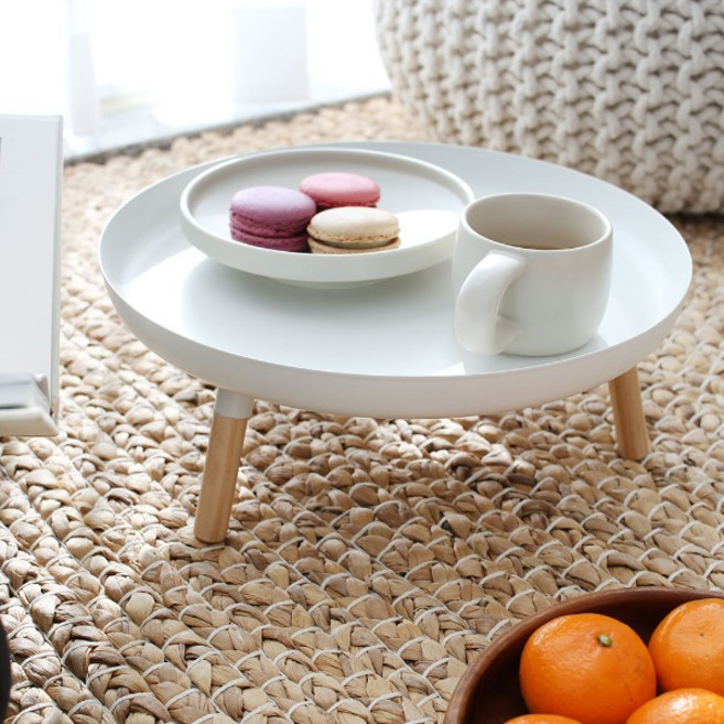 북유럽 화이트 미니 우드 사이드테이블 가습기거치대 화분선반, 화이트(우드)