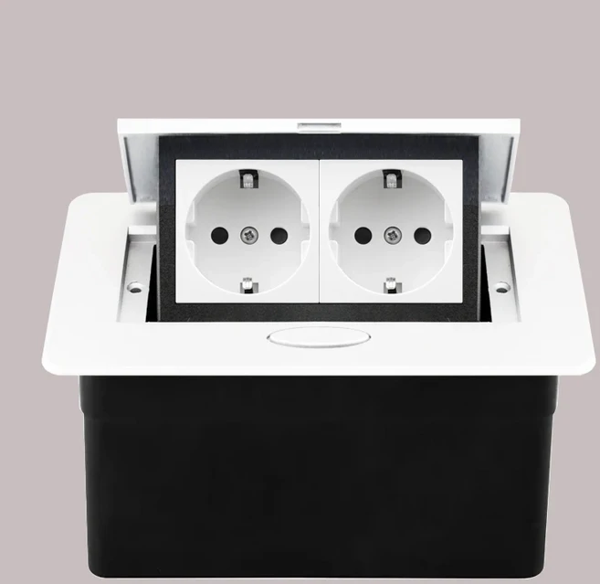 듀얼 USB 인터페이스 및 Type-C 갖춘 검정색 은색 데스크탑 소켓 팝업 숨겨진, 03 White-Socket, 01 250V ( Slow Pop-Up )