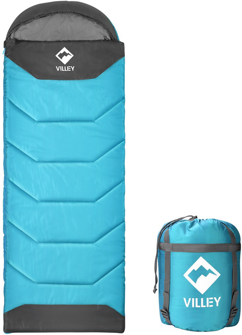 VILLEY 머미형 초경량 침낭 1600g 캠핑 이블 2인 가능 캠핑용품, 1개, 블루  220mm*160mm