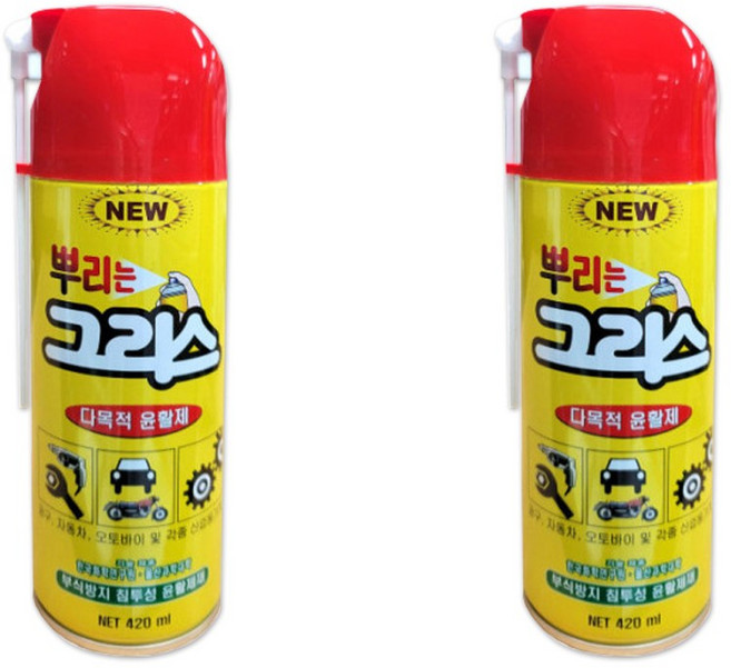 (1+1) 국산 일신MRO NEW 뿌리는 그리스 물구리스 윤활유 방청제 스프레이 구리스, 2개