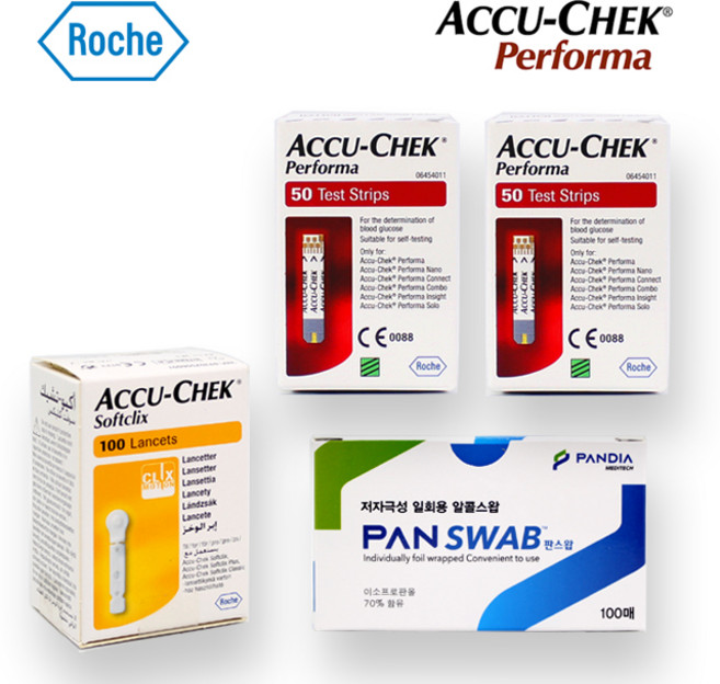 로슈 아큐첵 퍼포마 혈당시험지 [시험지100매+솜100매+로슈 정품침100개], 1세트, 100개입