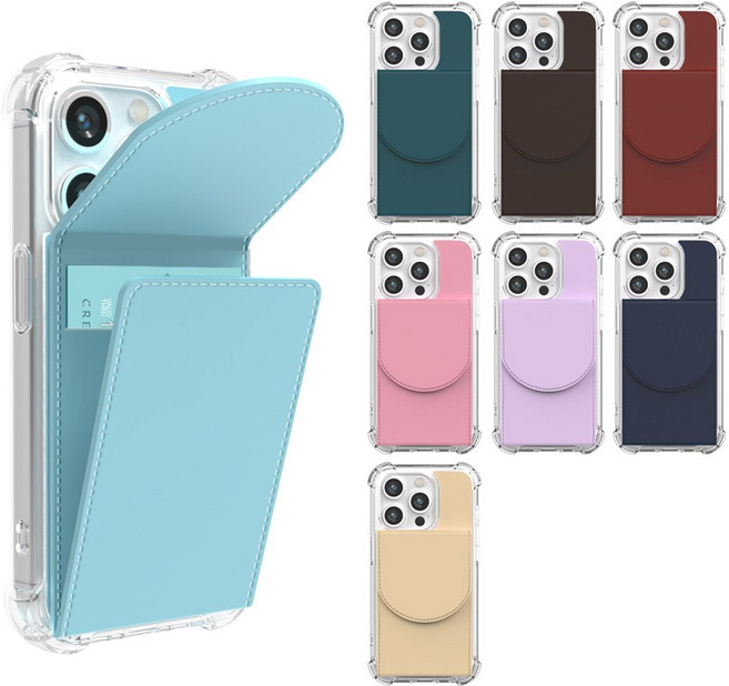 삼성 갤럭시 알파 레인보우 카드 포켓 투명 케이스 에어쿠션 방탄 젤리 2장 수납 스탠드