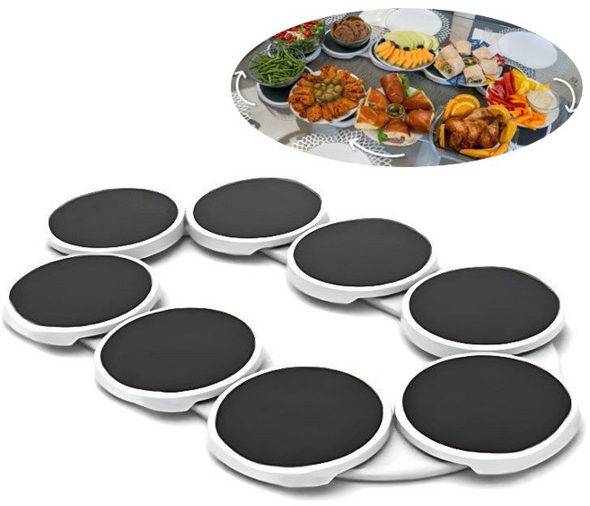 원테이블 회전 접시 턴테이블 트레이 플레이트 식탁 중국요리 디스플레이 회전판, 화이트 8 접시, 1개