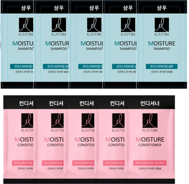 엘라스틴ES 모이스처라이징 일회용 샴푸 8ML 50개 컨디셔너 50개 여행용, 100개 - 쿠팡