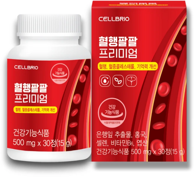 혈행팔팔 콜레스테롤 혈행개선 호모시스테인 모나콜린K 징코 홍국 은행잎추출물, 30정, 1박스 - 쿠팡