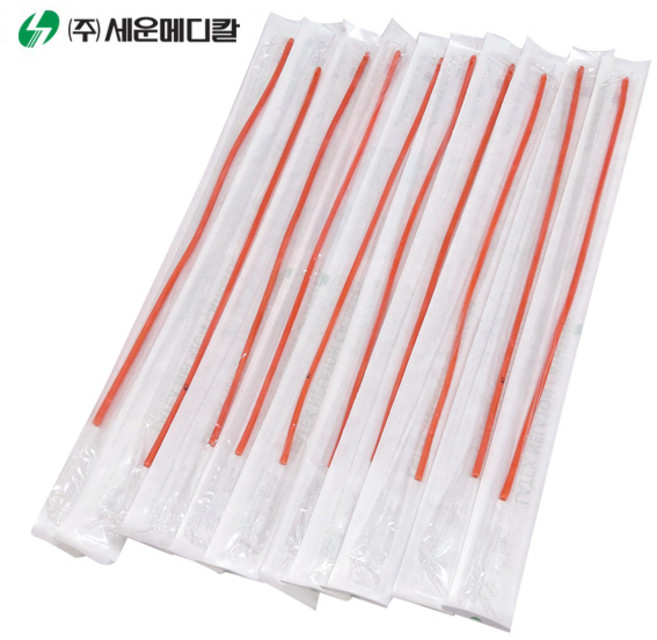 [세운] 멸균 넬라톤 카테타 (10개입) - 단순도뇨관/비뇨기과용튜브/유린용/1홀타입, 6호(약4.0mm), 1세트