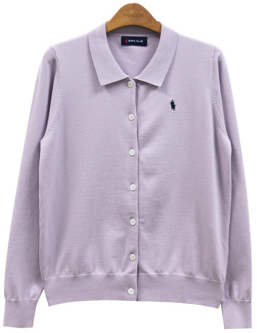 라파클럽 여성 칼라넥 긴팔 니트 가디건 스웨터