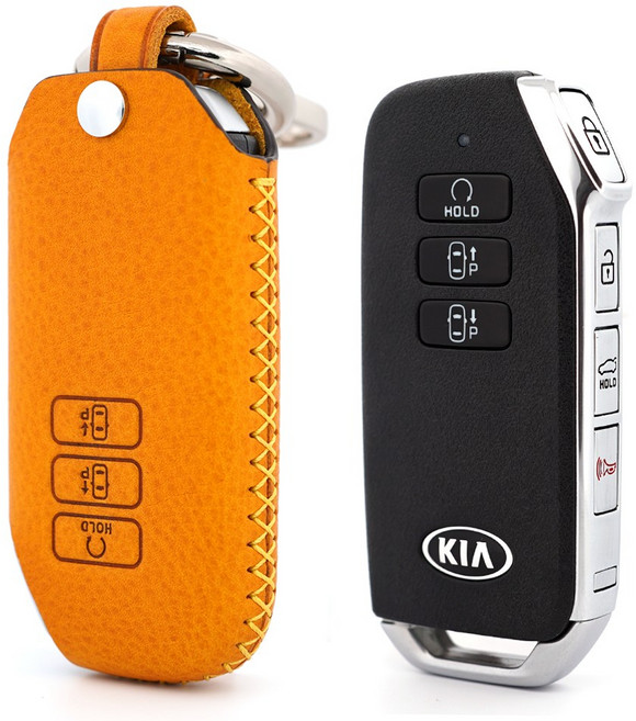 페레노 기아 K7 K8 EV6 쏘렌토 스포티지 셀토스 스마트키 가죽케이스 PK09, 미네르바복스 옐로우