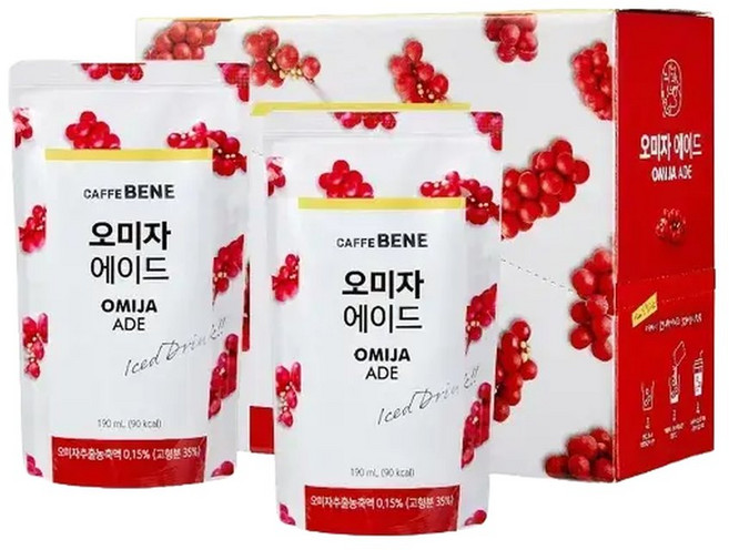 [카페베네] 오미자에이드 파우치 (190ml x 10팩) x 3박스, 190ml, 1개